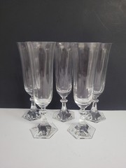 LAUDON OPTIC by RIEDEL 8-1/8in Champagne Flutes Set Of 5 Hexagon Base
