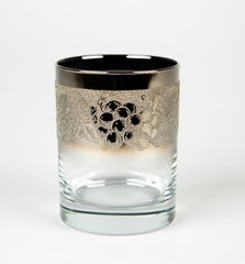 Vintage Silver Fade Ombre Old Fashioned Tumbler Glasses Set of 6 Textured Grape