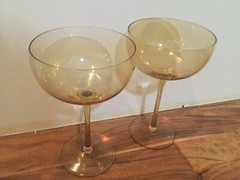 Champagne Glasses honey amber Set of 2 TALL coupe martini champini