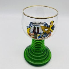 2 Luminarc France Wine Glass Green Stem Ribbed Coil Beehive Bergen Bryggen