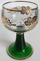 VTG Roemer Beehive Green Gold Stem Goblet Niederwalddenkmal Rudesheim