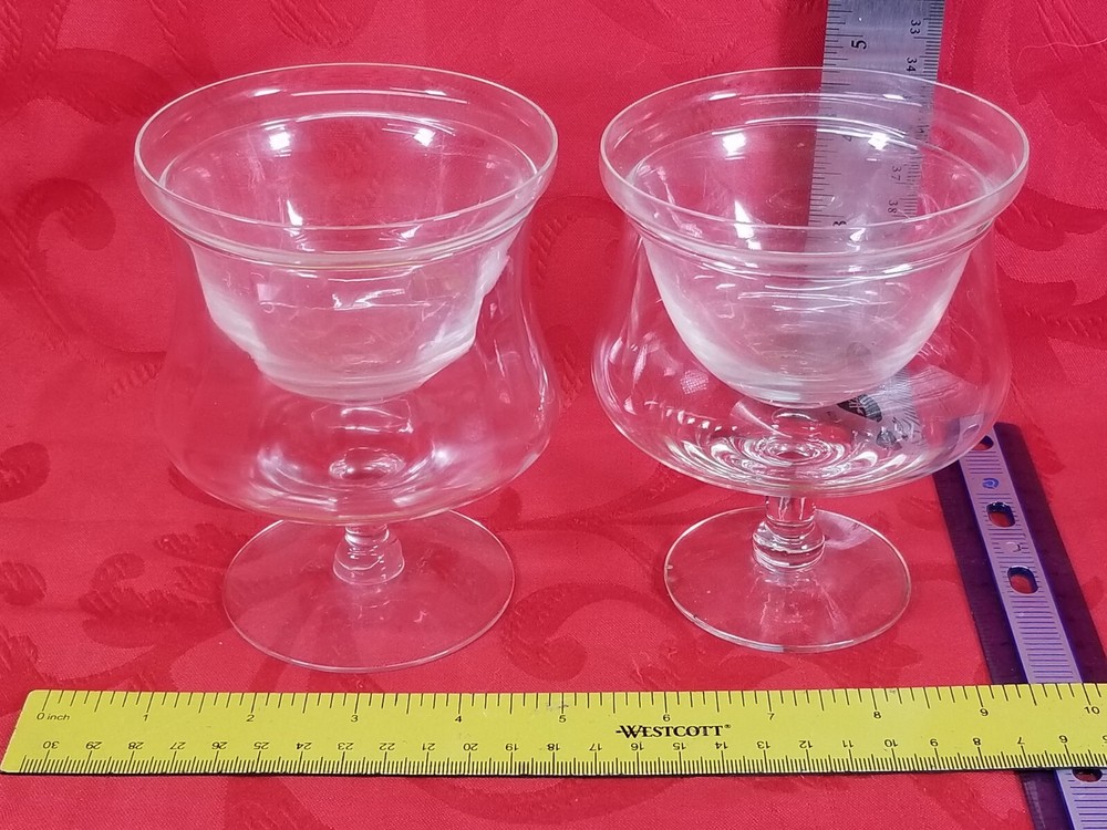 2 Shrimp Seafood Cocktail Glasses Chillers With Small Chipped Liners