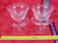 2 Shrimp Seafood Cocktail Glasses Chillers With Small Chipped Liners