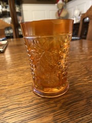 Imperial Crystal Luster Rose Marigold Carnival Glass Tumbler 4 1/4″