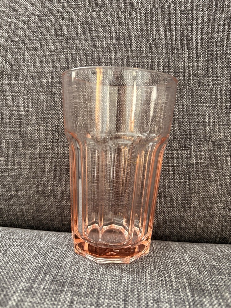 IKEA POKAL Drinking Glass 5.25” Pink 9 Panel Made In Italy