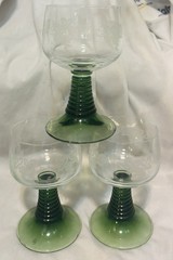 Luminarc Rib Beehive Stem Etched Grape Vines Cordial Set 6 Wine Glasses 1950’s