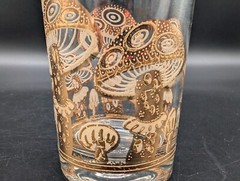 Culver MCM 22K Gold Magic Mushroom Highball Glass Art Nuevo Mid Century