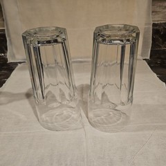 Pair Libbey Heavy Duratuff Gibralter 20oz Clear Tumbler Glasses 7″ Tall 8 Panel