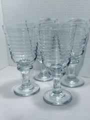 4 Libbey Sirrus Clear 7 3/8″ Ribbed Water Wine Goblets Glasses