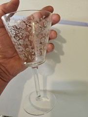 1930’s Rose Etched Stem 176 Wine Glass 7 1/8″