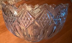 Duncan Miller Crown Pattern Glass Punch Bowl, Ladle & 18 Cups