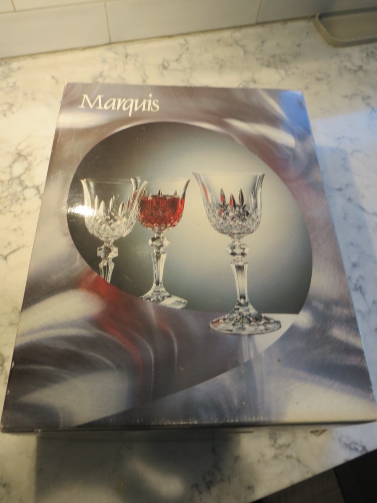 6 vintage Bohemia Crystal Marquis wine glasses dining holiday 170 ML 7 in tall