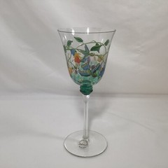 Artland Handblown Wine Glass Hummingbirds & Flowers from Romania Cottagecore