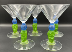 RICHARD JOLLEY 1996 Bombay Sapphire Gin Earth Tiki Man Martini Glass – Set of 5