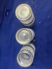 Qty 3 – Vintage Jeanette Glass Patrician Tumblers, Blue and White, 1950s