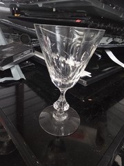 Duncan & Miller Willow Hand Blown Leaf Cut Goblet Champagne Glasses 4 Vtg 1950s