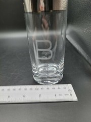 Vintage Wide Silver Band Iced Tea Glasses With Frosted «B» Monogram, Set Of 2