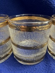 Mid Century Modern 22k Gold Crinkled Ice Whiskey Glasses Set of 4 The Bridge