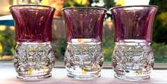 Lot of 3 Kings Crown Glasswear 4″ Juice Tumbler in Cranberry