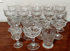 McKEE ROCK CRYSTAL STEMWARE 17 PIECE MIXED LOT GOBLETS SHERBETS TUMBLER ETC