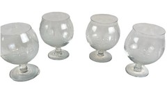 Brandy Snifters Sailing Ships Frosted Clipper Lot of 4 Vintage Nautical Etched