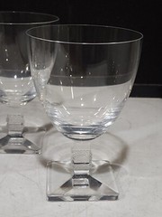 SET OF 4- Lalique Crystal ARGOS Square Base Water Goblet 5″ T x 3 1/2″ W
