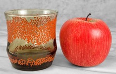 Mid-Century Boho Orange Coral Smoked Glass Juice Glasses – Set of 8