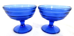 Vintage Hazel Atlas Cobalt Blue Moderntone Depression Glass Sherbet Wine Glasses