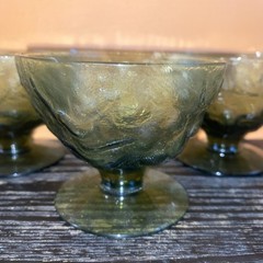 3 Morgantown Seneca Glass Driftwood Modern Avocado Green Sorbet Sherbet T8