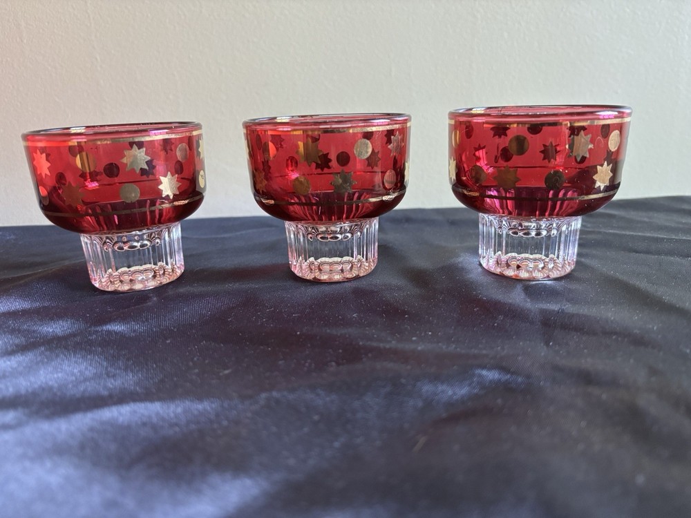 MCM Cranberry Celestial Rock Glasses – Set Of 3