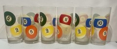 LIBBEY 6 1/4” TALL VINTAGE BILLIARD POOL BALL 16 OZ GLASS-SET OF 6-BAR-MAN CAVE