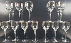 (12) Lenox Monroe Gold Trim Water Goblets Set Crystal Clear Elegant Stemware Lot