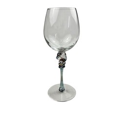 Pair Romeo Art Glass Wine Goblets Minh Martin 10.25″ Tall Iridescent Water Stem
