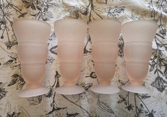 Frosted Pink Ice Cream Sundae Tumbler Glass Set Of 4