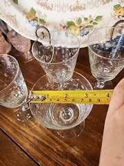 4 Elegant Clear Grey Cut Leaves Dot Star Wine Water Goblet Unknown Maker