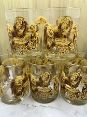 Vintage Lions Pride Family Old Fashioned Double Rocks Tumblers Set 9 Tastesetter