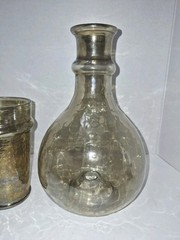 Iridescent Light Amber Tumble-Up Bedside Water Carafe Set MCM Thick Heavy Glass