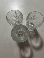Vintage Anchor Hocking Pineapple Diamond Clear Drinking Glasses Set Of 3