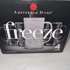 Freeze Glass Mugs by Amsterdam Home Lot Of 3