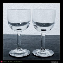 Set of 2 Vintage Tiny Stemmed Glass Cordial Glasses