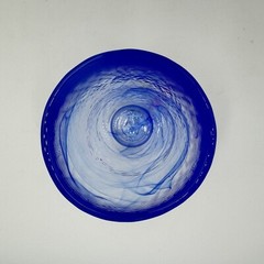Kosta Boda Mine Blue Swirl Drinking Glass Tumbler by Ulrica Hydman Vallien 4.5”H
