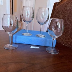 Set of 4 Cuthbertson Christmas Tree 10 Oz Glassware Wine Goblet Gold Rim #1