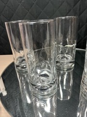 (5) Libbey Crisa Impressions Cooler Glasses Set Clear Pinched Sides Bar Ware Lot