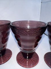 LE Smith Pebbled Rim Melba Amethyst Purple 4 1/4″ Tumbler ca. 1920’s Set Of 3