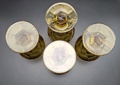 Set of 4 Anchor Hocking Amber Georgian Pedestal Honeycomb Tea Glasses 12 Oz