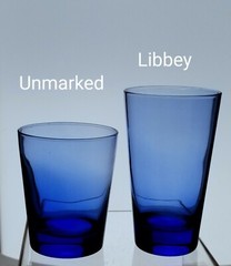2 Unmarked (Libbey?) Cobalt Blue Flared Old-Fashioned Rocks Glasses 12oz. Heavy