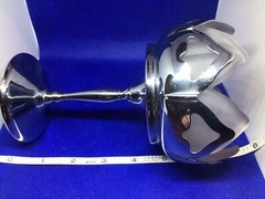 Farber Bros Frosted Glass Chrome Art Deco Lotus Compote Krome-Kraft NEW YORK