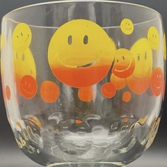 Bartlett Collins Orange Yellow Happy Face aka Smiley Face Goblet USA 14oz 6”tall