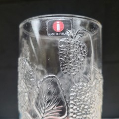 READ IITTALA MARJA FINLAND TALL TUMBLERS 14 1/2 OUNCES DRINK GLASSES STRAWBERRY