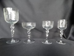 Glastonbury/Lotus Clear 40-1 Polished/Gray Cut Glass Floral 3.6oz Wine Glass VGC